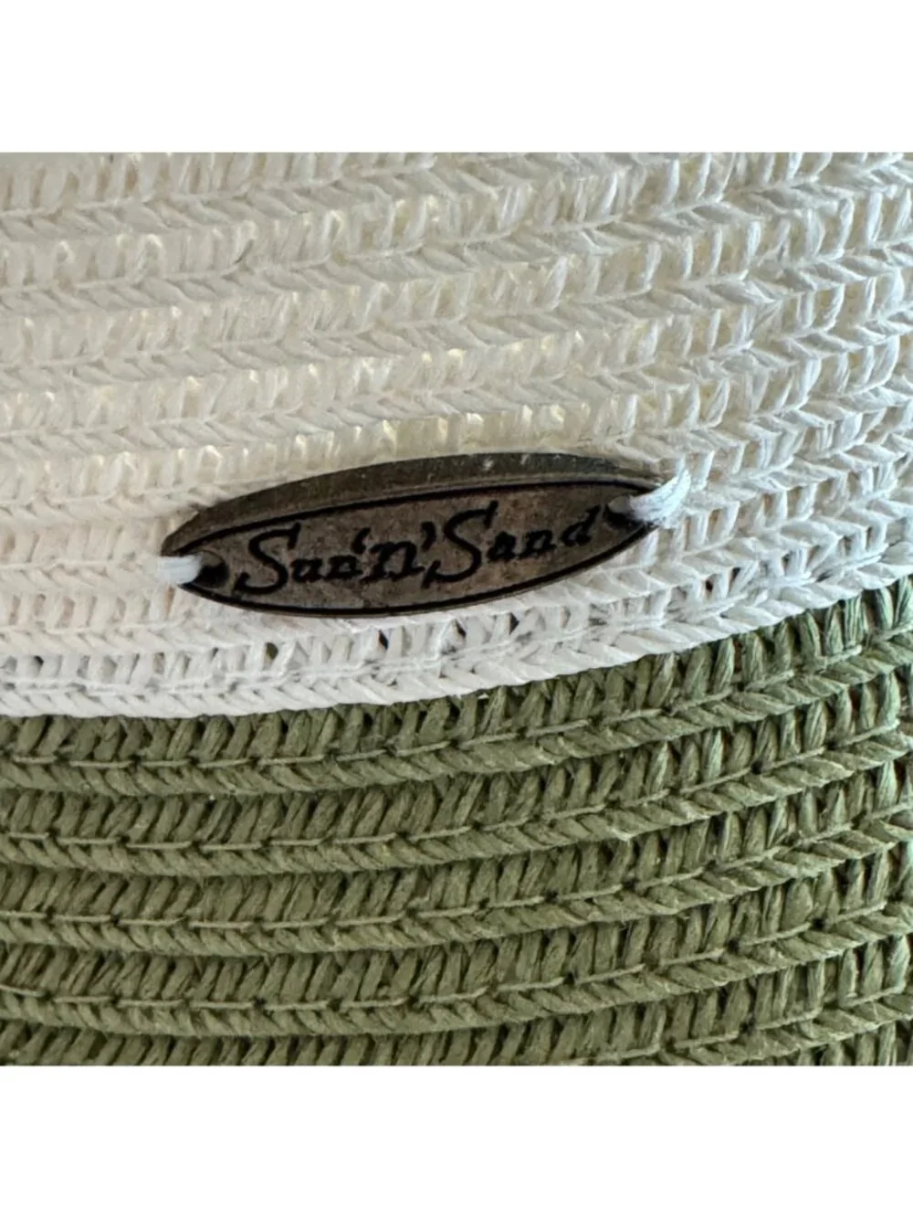 Sun N Sand Womens Straw Wide Visor Green/Beige Adjustable Fit Lightweight Travel - Picture 11 of 16
